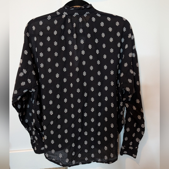 Pilcro Anthropologie Tavi Embroidered Textured Ruffle Collar Blouse Sz XS - Picture 2 of 15